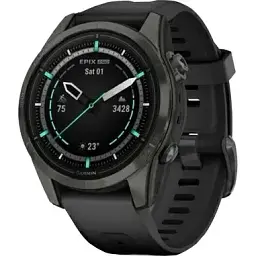 Смарт-годинник Garmin Epix Pro Gen 2 Sapphire 42mm Carbon G. DLC Ti. with Black Band (010-02802-14/15)