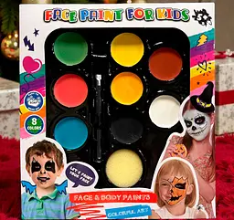 Аквагрим набір 8 кольорів Face Paint For Kids – дитячий боді-арт для творчості та святкових образів - мініатюра 5
