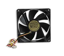 Вентилятор 92 мм, Gembird FANCASE2/BALL, чорний, 92x92x25 мм, 2800 rpm, 22.8 дБ(А), 3-pin, кульковий підшипник