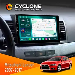 Штатна магнітола Mitsubishi Lancer X 2007-2017 AMP Rockford Cyclone C10-013 4x64 DSP 4G Cyclone (НФ-00005261)