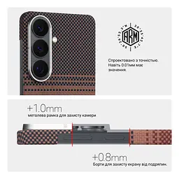 Защитный чехол для Samsung Galaxy S26 5G, BlackIcon Kevlar MagCase, кевларовый, разноцветный, панель, накладка с поддержкой MagSafe, противоударный, защита всего корпуса, усиленные углы, совместим с беспроводной зарядкой, ArmorStandart (ARM90156) - мініатюра 6