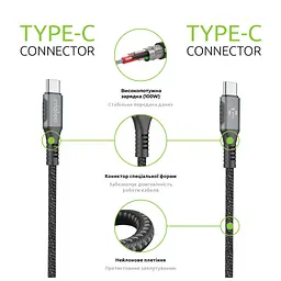 Кабель для передачи данных Intaleo CBGPD100WTT2 USB-C to USB-C 100W 2.0m (1283126559570) - миниатюра 5