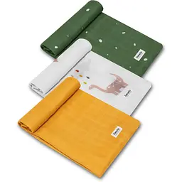 Багаторазова пелюшка Lionelo Bamboo Set Dino, 70х70 см, 3 шт., зелена/біла/жовта (LO-DINO BAMBOO BOX MULTICOLOR) - мініатюра 3