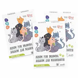 Альбом на спіралі для малювання Cats Friendship А4 100г/м2 20л ROSA Kids - мініатюра 2