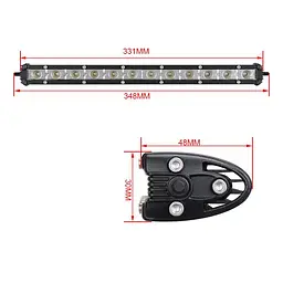 Фара-LED Балка 345 x 50 x 25mm 36W (3W x 12) 10-30V Ближній/Flood (D4-36W F) 1 шт. 3727 - мініатюра 3