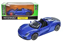 Іграшкова легкова машинка Porsche 918 Spyder 1:24 Автопром світлозвукові ефекти металева 68243A, коробка 25х12, 5х10 см