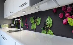 Вініловий кухонний фартух Ожина і Малина наклейка для кухні ПВХ лісові Ягоди Чорний Happy Pocket Z181729