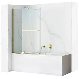 Шторка для ванни Rea Fabian 100 brushed gold розсувна REA-K6527, Універсальна, прозорий, золотий