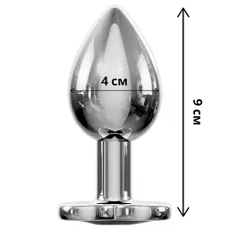 Металева анальна пробка I’MCUM Crystal Heart Розмір L з чорним кристалом (IM-KGS005_L) - мініатюра 9