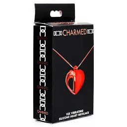 Кольє з підвіскою вібратором Charmed Vibrating Silicone Heart Necklace, 90 см (червоний) - мініатюра 9