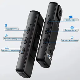 Нагрудний відеореєстратор BOBLOV A23 1080p з диктофоном, поворотним об'єктивом, дисплеєм, кутом огляду 120° - мініатюра 5