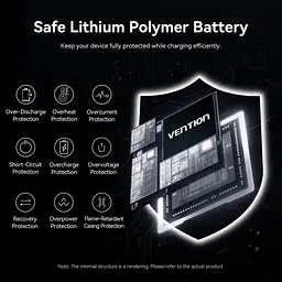 Батарея універсальна Vention 20000 mAh 45W Mini with Built-in USB-C Cable Gray (FHGH0) - мініатюра 11
