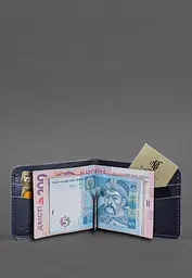 Шкіряне портмоне 4.4 (з затискачем) синій краст - мініатюра 3