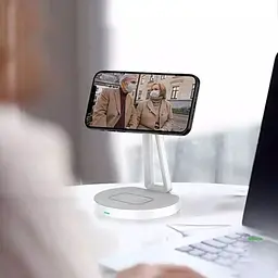 Бездротовий зарядний пристрій WiWU 2in1 Magnetic Wireless Charger M13 White [91676] - мініатюра 8
