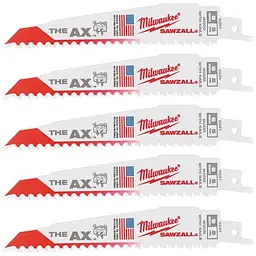 Полотно для шабельних пил AX FANG TIP MILWAUKEE, 150х5,0мм, (5шт), (деревина з цвяхами)