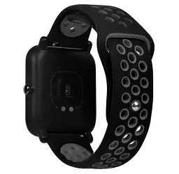 Спортивний ремінець Primo Perfor Sport для годинника Xiaomi Amazfit Bip/Bip Lite/ Amazfit GTS Black Grey - мініатюра 2