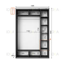 Шафа-купе Idea серія 1 160 x 60 x 240 см Антрацит Дзеркало - мініатюра 2