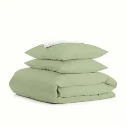 Комплект постільної білизни Cosas євро з простирадлом на резинці OLIVE CS6 200 x 220 см (Ranfors_Olive_El160-White_200)
