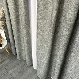 Легкі лляні штори графітового кольору 2шт. 150х270 з білим шифоновим тюлем 400х270, на тасьмі ALBO pbe0052622 - мініатюра 8