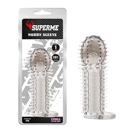 Насадка на пеніс Super Me Nubby Sleeve 14.5 см сірий - мініатюра 2