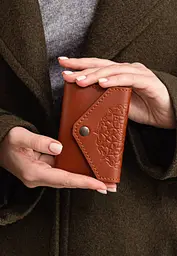 Шкіряний кард-кейс 3.0 світло-коричневий з мандалою - мініатюра 2