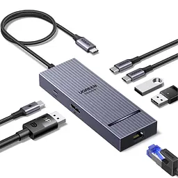 Док-станція USB-C UGREEN Revodok Pro CM880 хаб 7 в 1 сірий (75774)