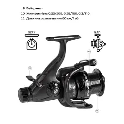 Котушка Brain Apex Double 3000 Screw Handle 6+1BB - мініатюра 9