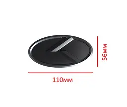 Емблема Kia NEW TYPE Чорна мат з Чорним матовим обідком 110х56 мм Пластик на скотчі (Завод) - мініатюра 2