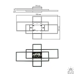Смарт люстра керована світлодіодна SVEN 3S 110 Вт 900x500x80 мм Чорна ESLLSE - мініатюра 6