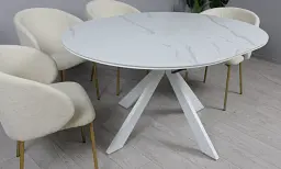 Стіл Prestol Асті розкладний 1100/1400х1100х750 білий глянець білі ноги - мініатюра 10