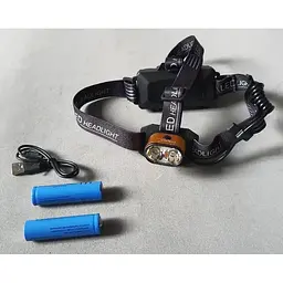 Налобний ліхтар Head Lamp LED HL-2128 акумуляторний для риболовлі 18650 - мініатюра 5