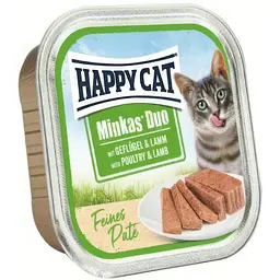 Вологий корм Happy Cat Minkas Duo Geflugel + Lamm для котів паштет в соусі з птицею та ягням 100 г