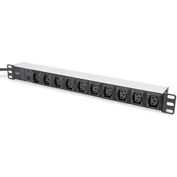 Силовий блок 19 1U w/PDU 10xC13, 10A, 250V, вилка C14 Digitus (DN-95404) - мініатюра 2