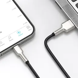 Кабель Baseus Cafule Metal USB to Lightning 2.4A 0.25m Black (CALJK-01) [78967] - мініатюра 5
