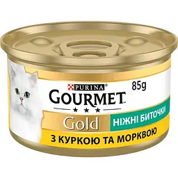 Упаковка вологого корму для котів Gourmet Gold Ніжні биточки з куркою та морквою 1.02 кг (85 г x 12 шт.) - мініатюра 2