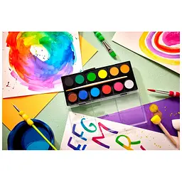 Акварельні фарби Faber-Castell 2 кольорів (d 30 мм) з пензликом (125018) (32298) - мініатюра 3