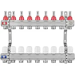 Колекторний блок з витратомірами Europroduct Ep.B3110-09-1”x9 (корп. латунь) EP6197