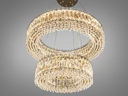 Кришталева підвісна LED люстра Diasha 8693-600+400GD з кришталевими кільцями в золоті - мініатюра 2