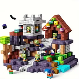Магнітний конструктор Minecraft 100 шт по грі Майнкрафт Зомбі Mk001042 - мініатюра 8