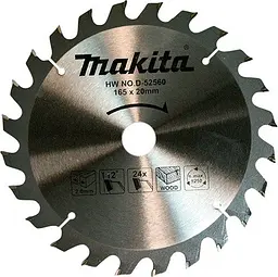 Диск пиляльний по дереву 165х20 мм 24T Makita Standart D-52560
