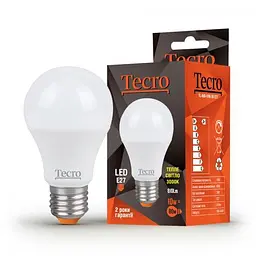 Світлодіодна лампа E27, 10 Вт, 3000K, A60, Tecro, 810 Лм, 220V (TL-A60-10W-3K-E27)
