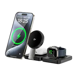 БЗП Wi-W028 QI2 3 in 1 Wireless Charger Black Wiwu teh0029896 - мініатюра 1