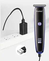 Акумуляторна машинка для стрижки волосся Kemei KM-828 з насадками - мініатюра 3