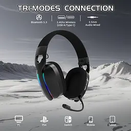 Attack Shark L90 Wireless Gaming Headset — бездротова Bluetooth-гарнітура з мікрофоном для геймерів, Чорний - мініатюра 2