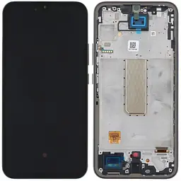 Дисплей Samsung A346 Galaxy A34 чорний, OLED (Small LCD), із рамкою сірого кольору, Graphite