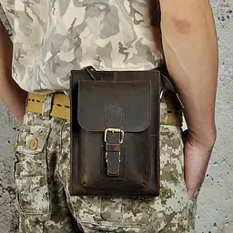 Чоловіча невелика сумка із міцної кінської шкіри Tiding 20х5х14.5 см sum0028366 - мініатюра 3