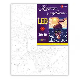 Картина за номерами Santi Котик і зоряне озеро 30х40 см LED підсвітка (956552) - мініатюра 2