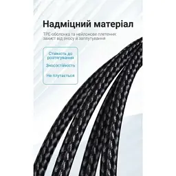 Дата кабель USB 2.0 AM to USB-C 1.5m 3A cotton braided aluminum purple Vention (CODVG) - мініатюра 10