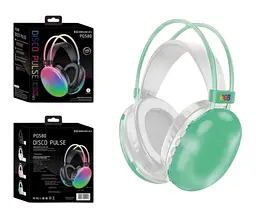 Бездротові накладні навушники Disco Pulse PG580 RGB Bluetooth 5.3 з мікрофоном 18 годин роботи м’ятний - мініатюра 2