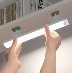 Акумуляторна LED лампа 3W з датчиком руху та регулюванням яскравості світильник на магнітах ліхтар 30см універсальне підсвічування холодне світло - мініатюра 2